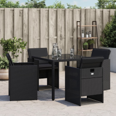 Vidaxl 4 db fekete polyrattan kerti szék párnával (4007436)