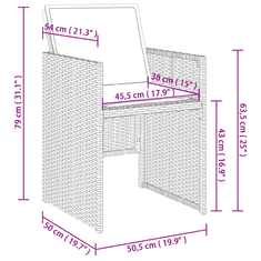 Vidaxl 4 db fekete polyrattan kerti szék párnával (4007435)
