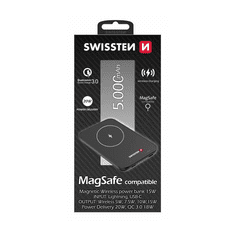 SWISSTEN 22013970 MagSafe Magnetic Wireless Power Bank 5000mAh - Fekete (22013970)