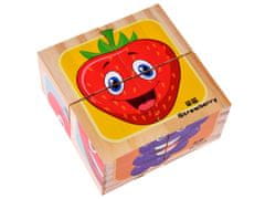 RAMIZ Fa kocka puzzle 6 gyümölcs képével - 4 kockából álló kirakó