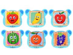 RAMIZ Fa kocka puzzle 6 gyümölcs képével - 4 kockából álló kirakó