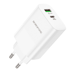 Borofone BN10 USB-C / USB-A Hálózati töltő - Fehér (65W) (BN10)