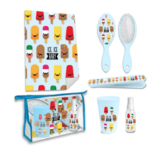 Kids Euroswan Jégkrém mintás neszesszer szett átlátszó táskában (5 darab) (KL10056)
