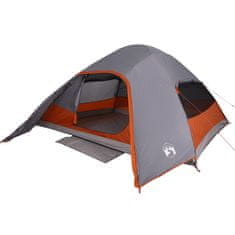 Vidaxl 6 személyes szürke-narancssárga vízálló kupolás családi sátor 94725