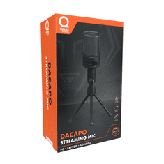 Qware Gaming Dacapo, Streaming, Háromlábú állvány, USB, Fekete, Asztali mikrofon