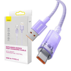 BASEUS Flash USB-A - USB-C gyorstöltőkábel 5A 1m lila (CATS010405) (CATS010405)