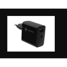 Natec Ribera USB-A / USB-C Hálózati töltő - Fekete (45W) (NUC-2143)