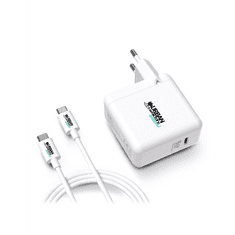 Urban Factory CYCLEE USB-C Hálózati töltő + USB-C kábel - Fehér (65W) (GSC65UF)