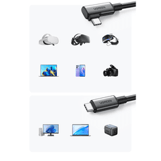 Ugreen USB-C apa - USB-C apa Adat és töltőkábel - Fekete (5m) (90629-UGREEN)