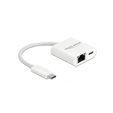 DELOCK USB-C Adapter Gigabit LAN 10/100/1000 Mbps Power weiß (65402)