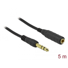 DELOCK sztereó jack hosszabbító kábel 6,35 mm 3 tűs apa-anya 5 m fekete (86767) (d86767)