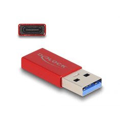 DELOCK USB adapter USB-A apa - USB-C anya piros (60044) (D60044)