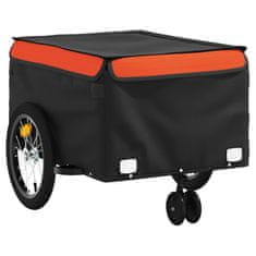 Vidaxl fekete-narancssárga vas kerékpár-utánfutó 45 kg 94103