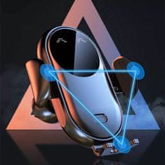 PrimePick Okos vezeték nélküli autós töltő és tartó egyben, telefon tartó és töltő autóba 360°-os forgatással, intelligens állvány autószenzorral,gyors vezeték nélküli töltés, automatikus csatlakoztatás,Phonezy