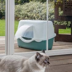 Stefanplast Chic Outdoor 56x54,5x39cm kültéri fedett macska WC kis tetővel a víz elvezetésért fehér/sötét zöld