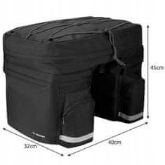 Malatec 60L vízálló fényvisszaverő kerékpáros csomagtartó táska fekete