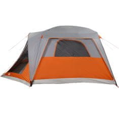 Vidaxl 6 személyes szürke-narancssárga vízálló előrészes családi sátor 94550