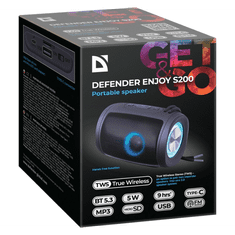 Defender Enjoy S200 Hordozható bluetooth hangszóró - Fekete (65200)