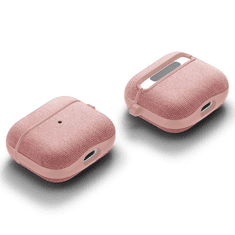 Spigen Bluetooth fülhallgató töltőtok tartó, műanyag tok, textil bevonat, vezeték nélküli töltés támogatás, karabiner, Apple AirPods 3 kompatibilis, Urban Fit, vörösarany (8809710759848)
