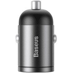 BASEUS Autós töltő, Szivargyújtós töltő, 30W, USB Type-C aljzat, gyorstöltés, QC 4.0, PD, Tiny Star Mini VCHX-B0G, sötétszürke (G110204)