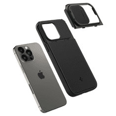 Spigen Apple iPhone 14 Pro, Szilikon tok, közepesen ütésálló, kamera védelem, Magsafe töltővel kompatibilis, Optik Armor Mag, fekete (8809811864908)