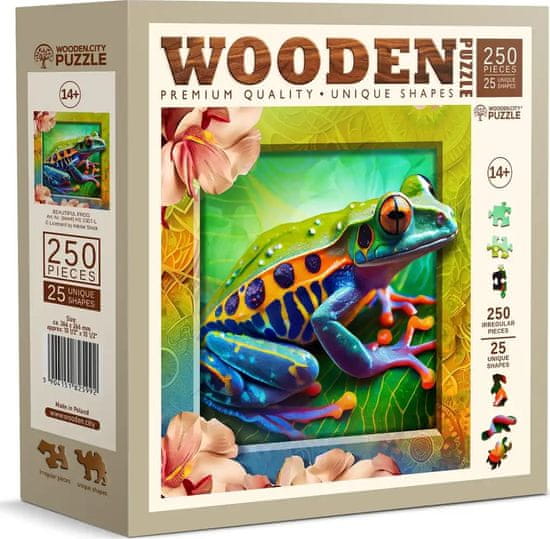 Wooden city Fa puzzle Színes béka 250 db ECO