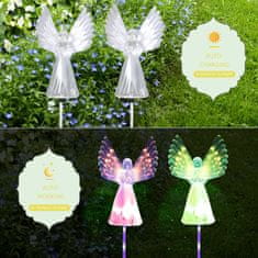 Netscroll Angyal alakú napelemes lámpa, kerti napelemes lámpa, amely feldobja a kertet, ösvényt vagy teraszt, többszínű napelemes lámpa vízálló, 8-10 óra fényt biztosít, automatikus bekapcsolás, Angels