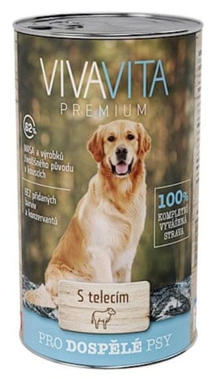 vivavita Borjúhús konzerv kutyáknak, 12 x 1240 g