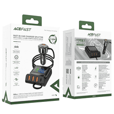 AceFast B11 4x USB-A / 2 x USB-C Autós töltő - Fekete (138W) (B11)