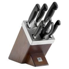 Zwilling J.A.Henckel Négycsillagos 7 EL fekete kovácsolt konyhai kések ollóval önélező tömbben