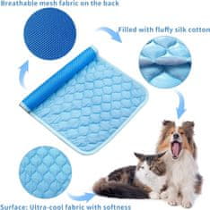 Netscroll Hűtő matrac kutya vagy macska számára, az állatok hűtőpárnája segít szabályozni a testhőmérsékletet, karcolásálló, mosható, csúszásmentes, vízálló alsó rész, 100x70 cm, CoolingMat
