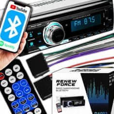 Dexxer 1DIN 12V LCD FM autórádió 4x55W 2x USB Bluetooth SD + távirányító RENEW FORCE