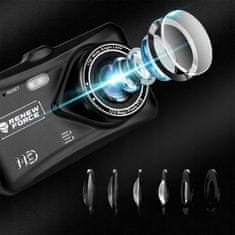 Dexxer Armatúra 12Mpx DVR autós kamera rögzítő érintőképernyős LCD 4"-os prises + hátsó IR kamera