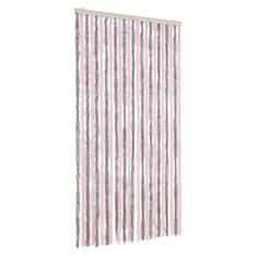 Vidaxl ezüstszürke és rózsaszín zsenília rovarfüggöny 100 x 230 cm 377366