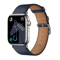 Hoco Apple Watch 1-6, SE, SE (2022) (42 / 44 mm) / Watch 7-8 (45 mm) / Watch Ultra (49 mm), bőr pótszíj, állítható, WA17, sötétkék