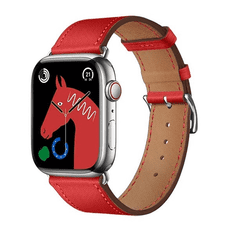 Hoco Apple Watch 1-6, SE, SE (2022) (42 / 44 mm) / Watch 7-8 (45 mm) / Watch Ultra (49 mm), bőr pótszíj, állítható, WA17, piros