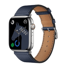 Hoco Apple Watch 1-6, SE, SE (2022) (38 / 40 mm) / Watch 7-8 (41 mm), bőr pótszíj, állítható, WA17, sötétkék