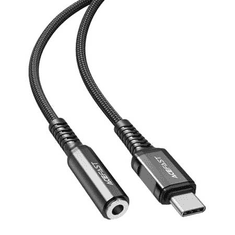 AceFast C1-07 USB-C - mini jack 3,5mm kábel 18cm fekete (C1-07 black)