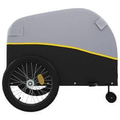 Vidaxl fekete-sárga vas kerékpár-utánfutó 45 kg 94155