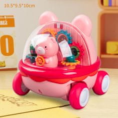 CAB Toys Felhúzható autó gyerekeknek Medvedík - rózsaszín