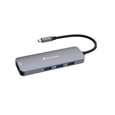 Verbatim CMH-08 USB C-típus 5000 Mbit/s Ezüst (32151)