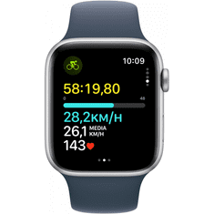Apple Watch SE Aluminium 44mm Silber (Sportarmband sturmblau) S/M NEW (MREC3QF/A)
