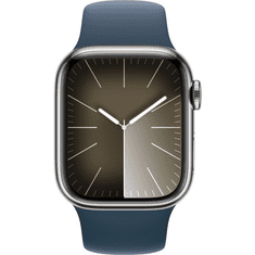 Apple Watch S9 Edelstahl Cellular 41mm Silber (Sportarmband sturmblau) S/M NEW (MRJ23QF/A)