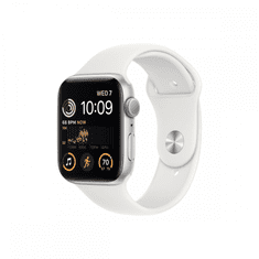Apple Watch SE2 GPS 44mm Ezüst tok, Fehér Szíj (APPLE-MNK23CM-A)