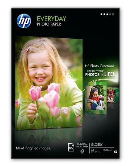 HP Fényes fotópapír, 100 lap, A4, 210 × 297 mm