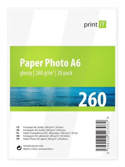 Print IT Fényes fotópapír, A6, 260 g/m2, 20db