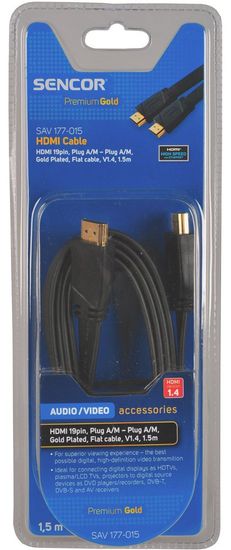 SENCOR SAV 177-015 (HDMI 1.4 plochý kabel), 1,5 m
