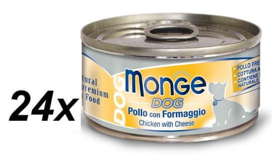 Monge Natural Dog Kutyakonzerv, csirke és sajt, 24 x 95 g