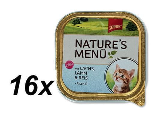 Schmusy Nature´s Menü Junior Macskakonzerv, lazac és bárány, 16 x 100 g