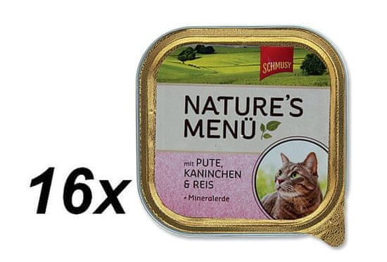Schmusy Nature Menü pulyka-és nyúlhússal Macskakonzerv, 16x100g
